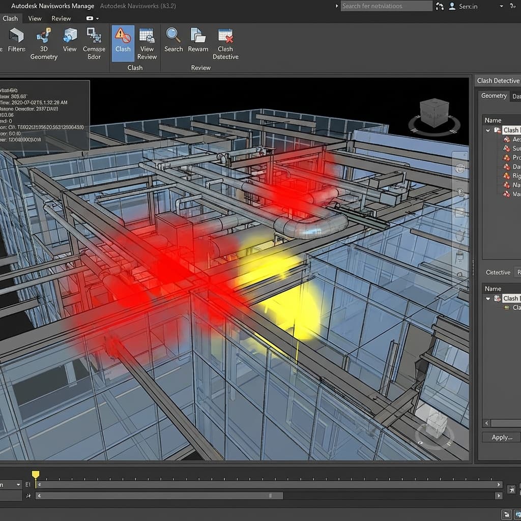 Hình ảnh minh họa quá trình kiểm tra va chạm BIM